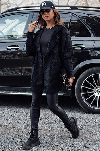 Płaszcz damski alpaka RITA II czarny Dstreet NY0669