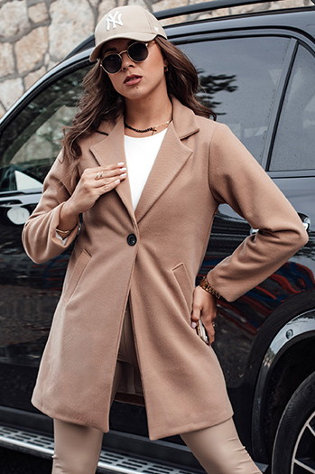 Płaszcz jesienny damski jednorzędowy LUGI kamelowy Dstreet NY0674