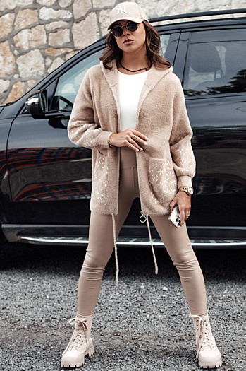 Kurtka damska WINONA alpaka z kapturem ciemnobeżowa Dstreet NY0680