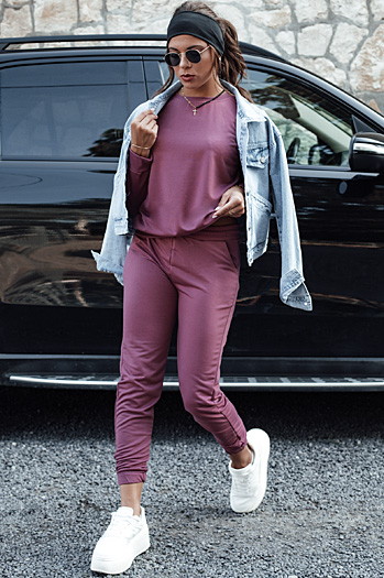 Komplet damski dresowy MILIAN bordowy Dstreet AY1104