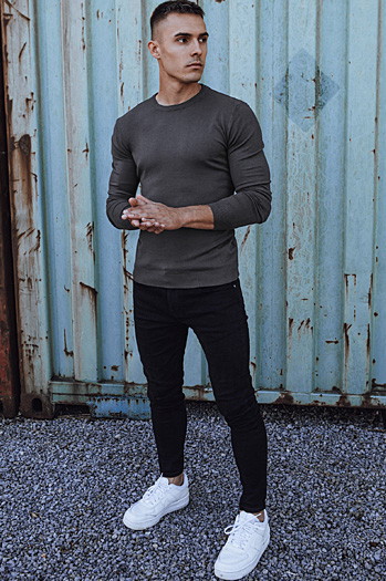 Sweter męski klasyczny ciemnoszary Dstreet WX2225