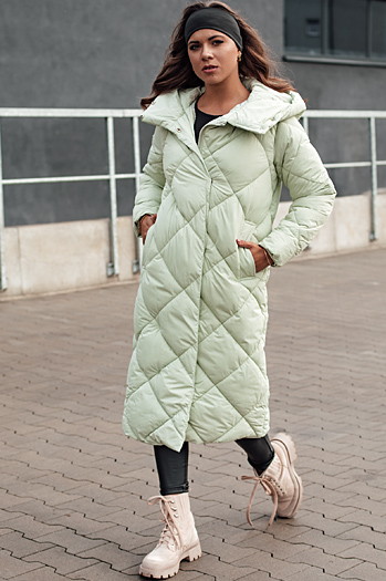 Kurtka zimowa damska pikowana z kapturem FEMACOAT zielona Dstreet TY4595