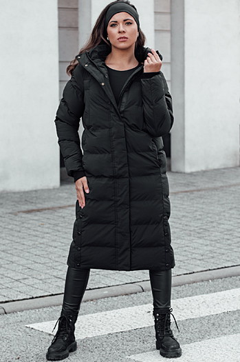 Kurtka zimowa damska długa pikowana czarna Dstreet TY4601