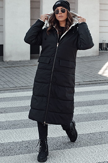 Kurtka damska zimowa GLAMPUFF dwustronna pikowana z kapturem czarna Dstreet TY4606