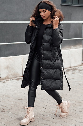 Kurtka zimowa damska pikowana z futerkiem STYLEBELLA czarna Dstreet TY4608