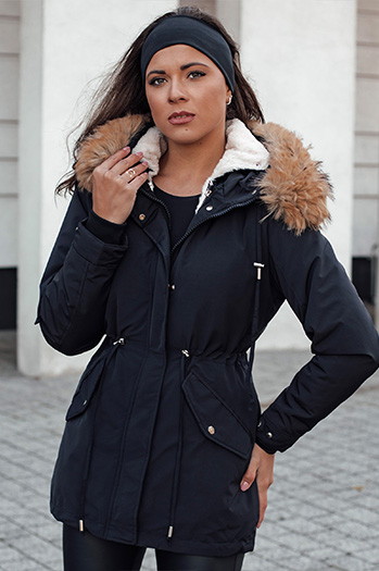 Kurtka damska zimowa CHICOK ocieplana z futerkiem czarna Dstreet TY4611