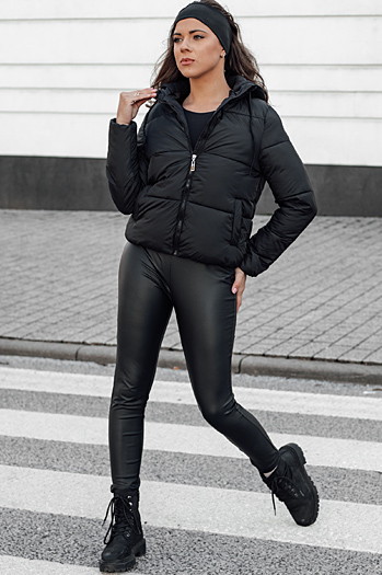 Kurtka damska zimowa NORDPUFF puchowa z kapturem czarna Dstreet TY4615