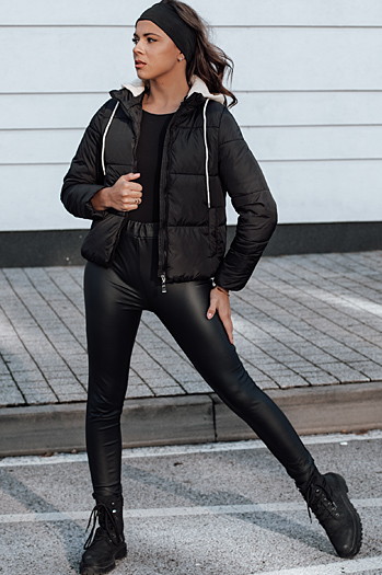 Kurtka damska zimowa NORDPUFF puchowa z kapturem czarna Dstreet TY4616