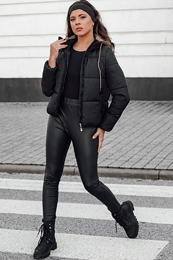 Kurtka damska zimowa NORDPUFF puchowa z kapturem czarna Dstreet TY4617