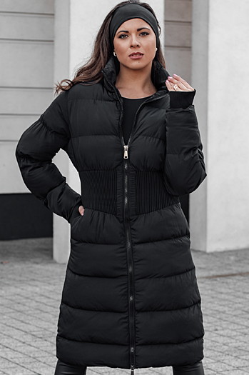 Kurtka damska zimowa długa pikowana FABWARM czarna Dstreet TY4620