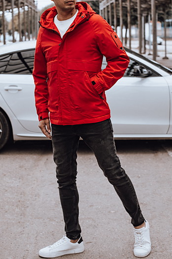Kurtka męska przejściowa z kapturem czerwona Dstreet TX4880