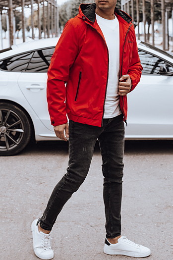 Kurtka męska przejściowa z kapturem czerwona Dstreet TX4886