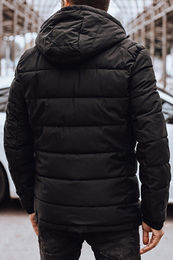 Kurtka męska zimowa pikowana z kapturem czarna Dstreet TX4892