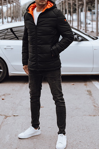 Kurtka męska zimowa pikowana z kapturem czarna Dstreet TX4895