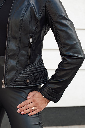 Kurtka przejściowa damska skórzana czarna Dstreet TY4636