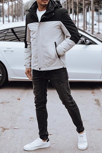 Kurtka męska zimowa z kapturem szara Dstreet TX4900