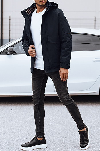 Kurtka męska zimowa z kapturem granatowa Dstreet TX4907