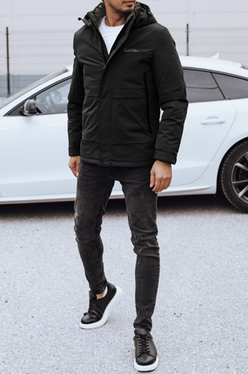 Kurtka męska zimowa z kapturem czarna Dstreet TX4908