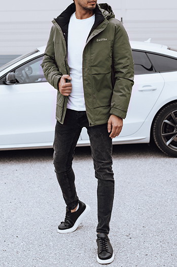 Kurtka męska zimowa z kapturem zielona Dstreet TX4909