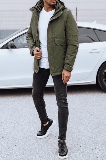 Kurtka męska zimowa z kapturem zielona Dstreet TX4910