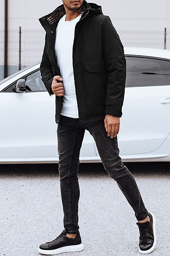 Kurtka męska zimowa z kapturem czarna Dstreet TX4912