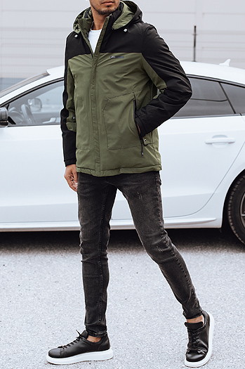 Kurtka męska zimowa z odpinanym kapturem zielona Dstreet TX4913
