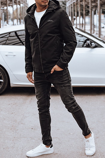 Kurtka męska przejściowa z kapturem czarna Dstreet TX4915