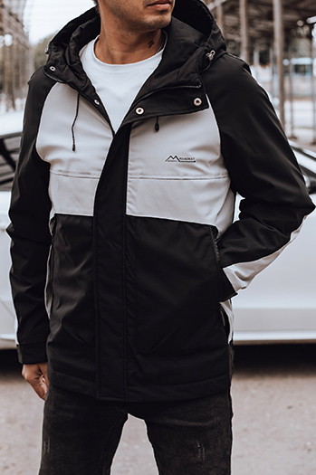 Kurtka męska przejściowa przeciwdeszczowa czarno-szara Dstreet TX4916