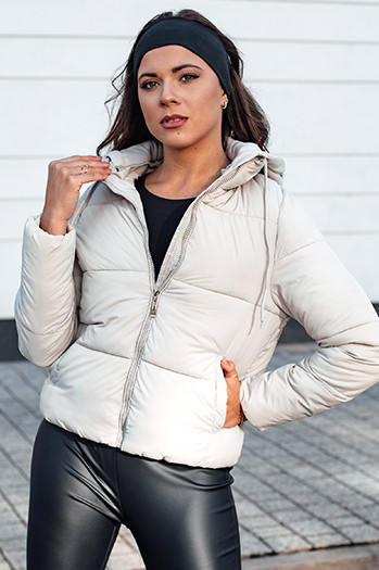 Kurtka damska zimowa NORDPUFF puchowa z kapturem szara Dstreet TY4645