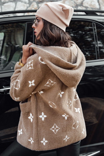 Kurtka damska alpaka FORTY z kapturem jasnobrązowa Dstreet NY0688