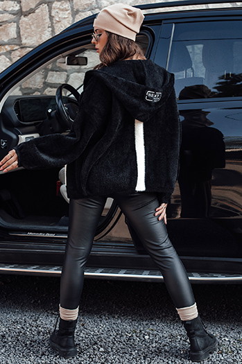 Kurtka damska NANCY alpaka z kapturem czarna Dstreet NY0693