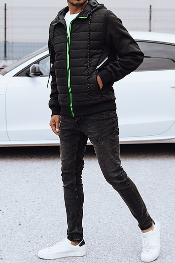 Kurtka męska przejściowa pikowana z kapturem czarna Dstreet TX4920