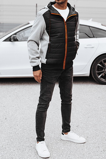 Kurtka męska przejściowa pikowana z kapturem jasnoszara Dstreet TX4921