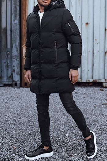 Kurtka zimowa męska pikowana z kapturem czarna Dstreet TX4923