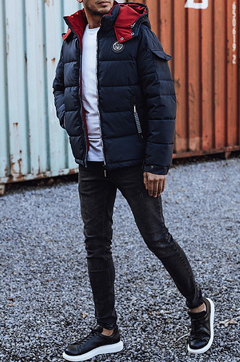 Kurtka męska zimowa pikowana z kapturem granatowa Dstreet TX4929