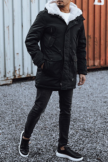 Kurtka zimowa męska parka z kapturem czarna Dstreet TX4933