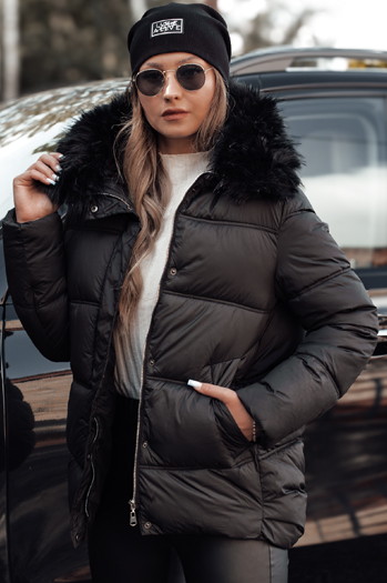 Kurtka damska zimowa NORDKOLL pikowana z kapturem czarna Dstreet TY4711