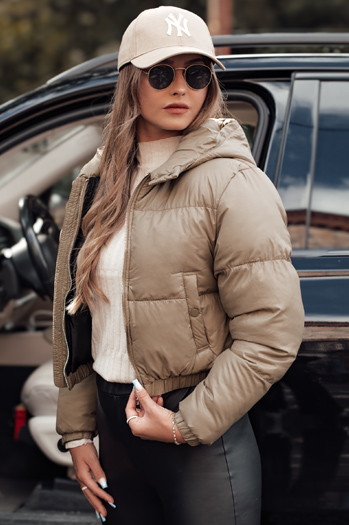 Kurtka damska zimowa ZENZI pikowana z kapturem beżowa Dstreet TY4722