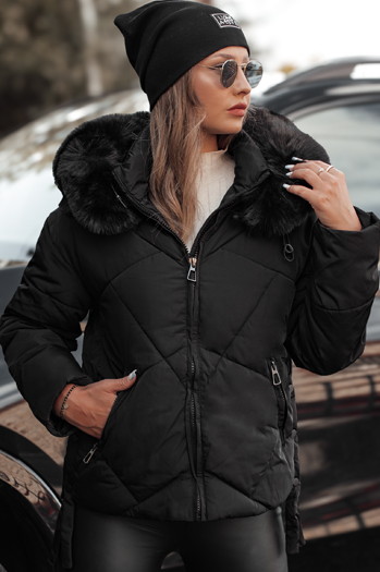 Kurtka damska zimowa MODIVA pikowana z kapturem czarna Dstreet TY4726