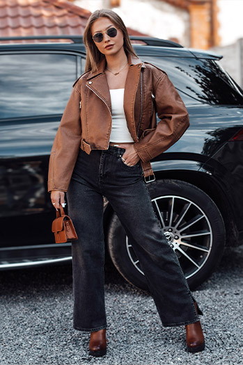 Spodnie damskie JEANDII jeansowe baggy z przetarciami czarne Dstreet UY2209