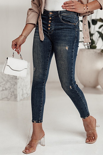 Spodnie jeansowe damskie DENIMORI z przetarciami niebieskie Dstreet UY2210