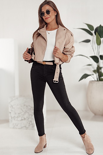 Spodnie jeansowe damskie SKINTRA typu skinny czarne Dstreet UY2218