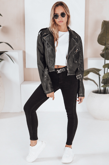 Spodnie jeansowe damskie BLACKIN typu skinny czarne Dstreet UY2221