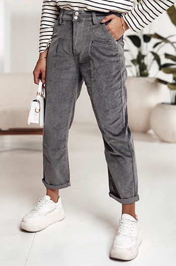 Spodnie sztruksowe damskie LUVORISA szare Dstreet UY2232