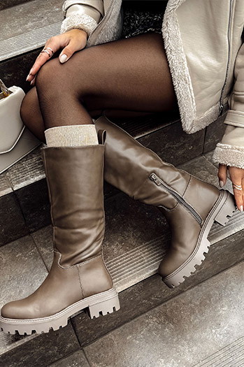 Kozaki damskie długie brązowe KICKBOOT Dstreet ZY0500