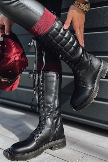 Kozaki damskie JINOVA pikowane czarne Dstreet ZY0504