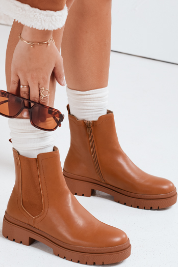 Botki damskie MONDERICO kamelowe Dstreet ZY0512