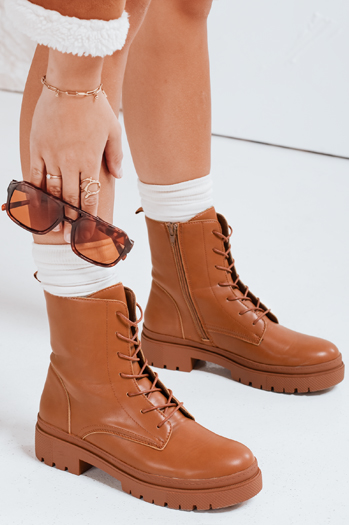 Botki damskie trapery STYLOBOSS kamelowe Dstreet ZY0520