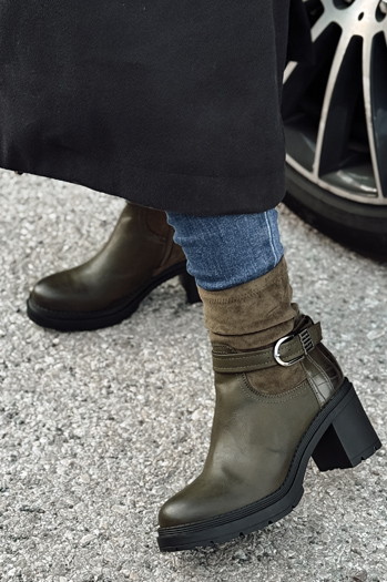 Botki damskie NOIRSTEP na obcasie zielone Dstreet ZY0525