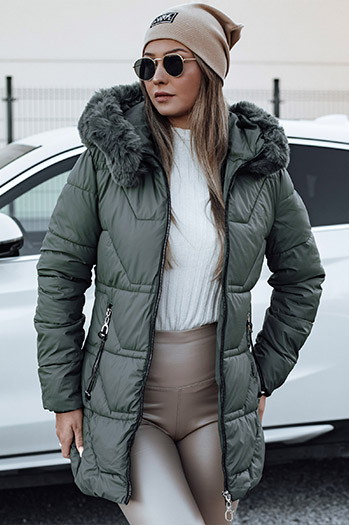 Kurtka zimowa damska z kapturem KRISTA zielona Dstreet TY4729